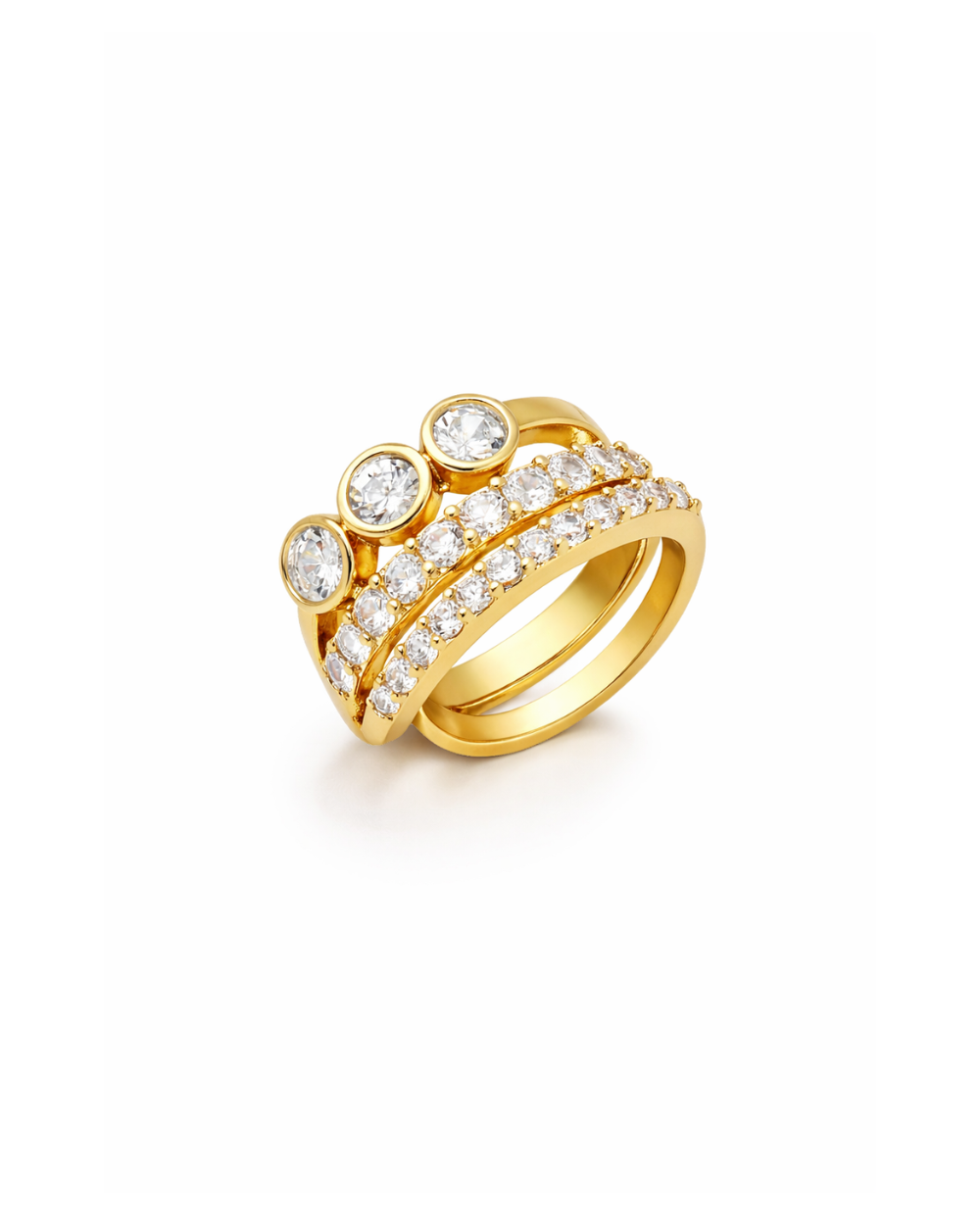 Ear Cuff Dourado com Zircônias e Efeito Mix de Brincos