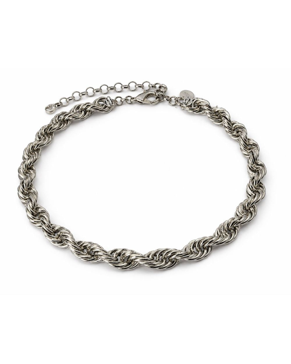 Colar Corrente Trançada Prateada | Choker Correntaria