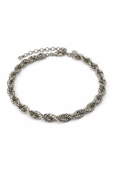 Colar Corrente Trançada Prateada | Choker Correntaria
