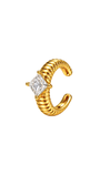Ear Cuff Dourado com Zircônia Central e Encaixe Sem Furo