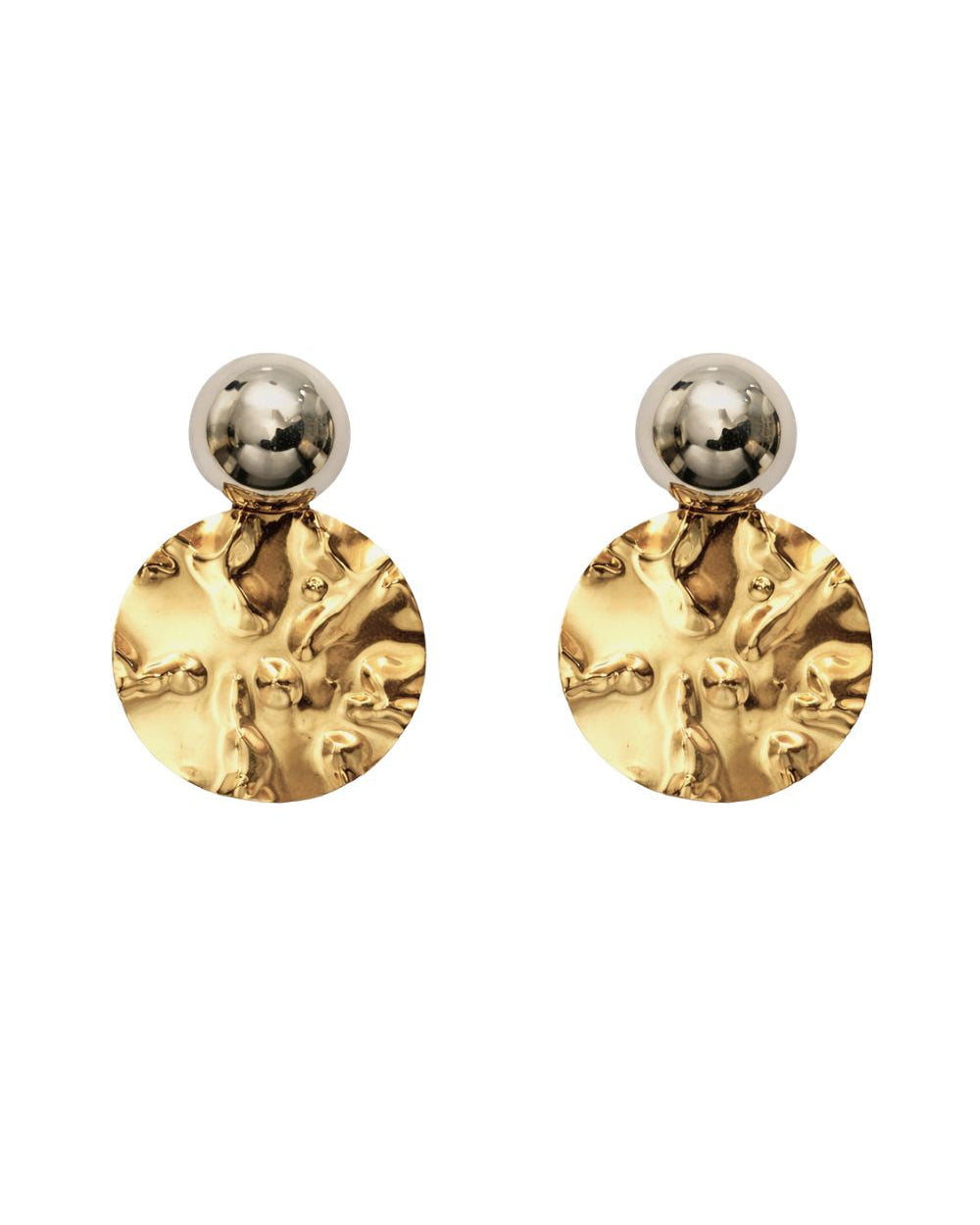 Kit de Brincos Mix and Match com Esfera Polida e Disco Texturizado Dourado