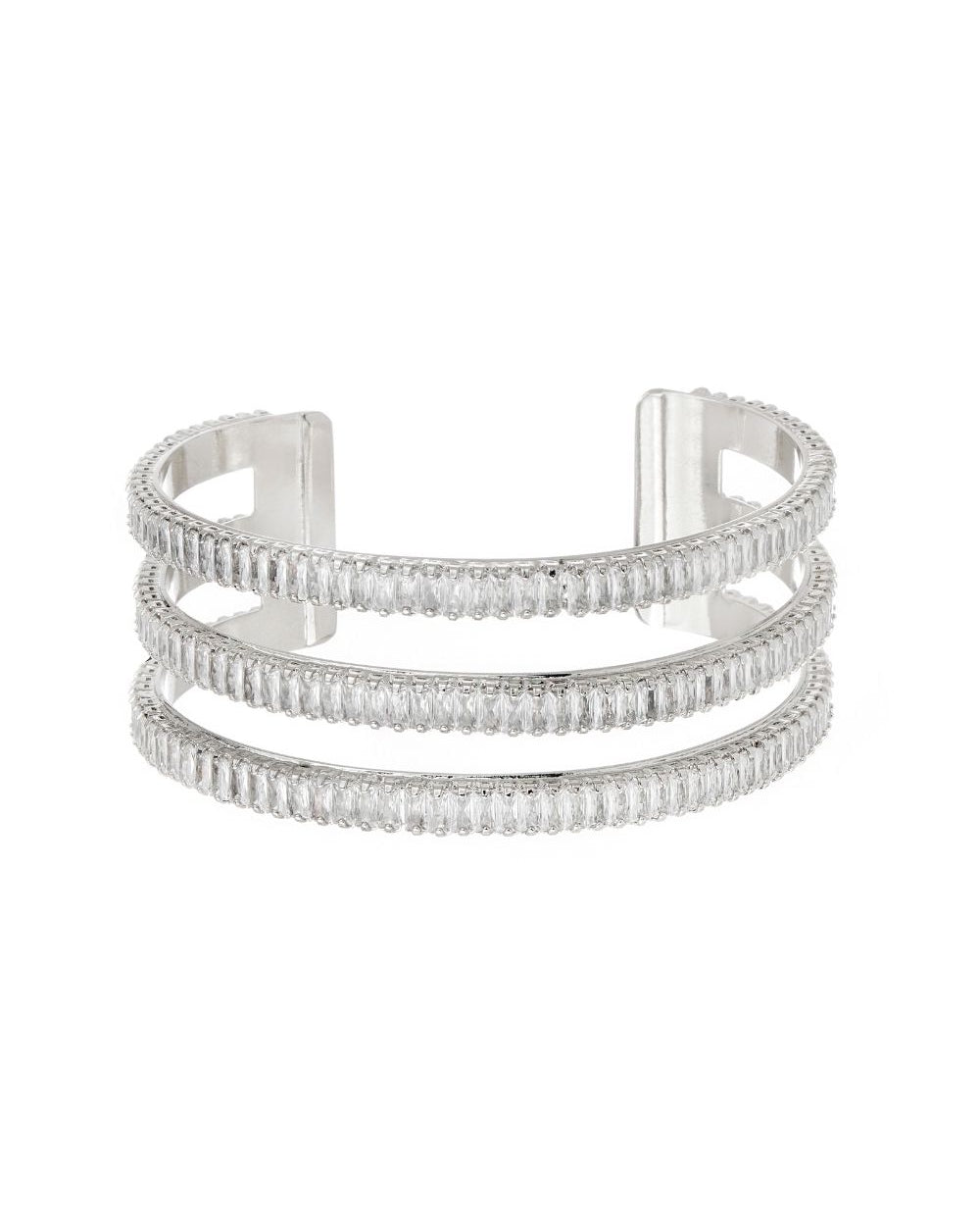 Bracelete Shine Prateado com Zircônias em Três Aros