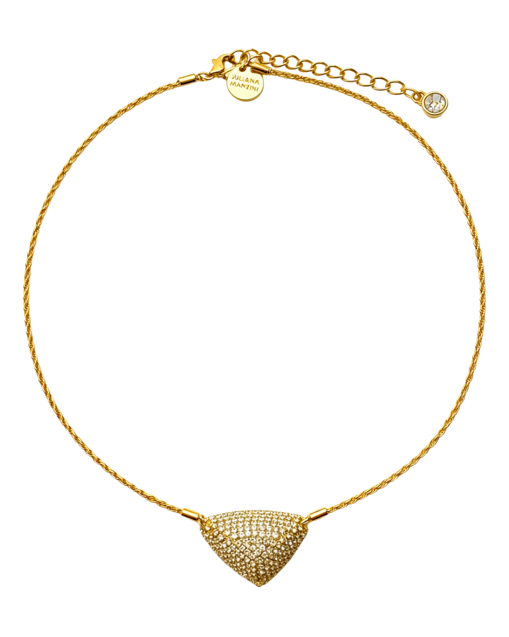 Colar Geométrico Dourado com Pingente Triangular Cravejado – Shine