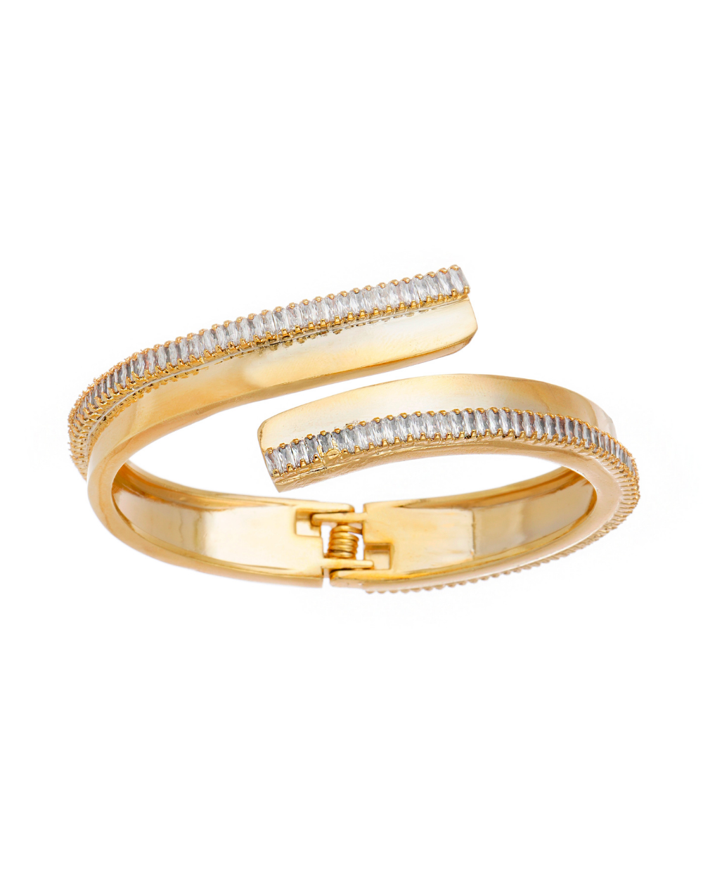 Bracelete Shine Dourado com Zircônias e Ajuste Flexível