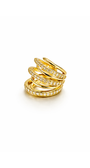 Ear Cuff Dourado com Zircônias e Design em Camadas Orgânicas