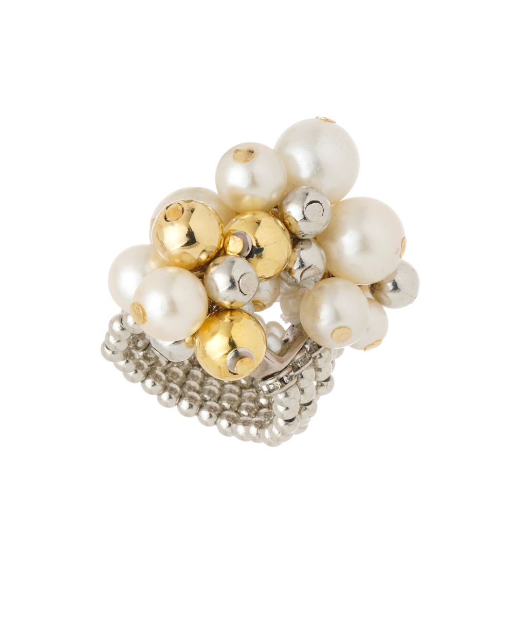 Anel com Pérolas e Pedras Naturais Mix Dourado Essenza Ajustável