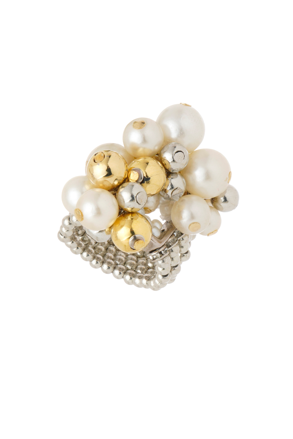 Anel com Pérolas e Pedras Naturais Mix Dourado Essenza Ajustável