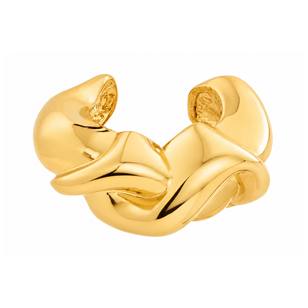 Maxi Bracelete Design Torção Dourado Eletroformação