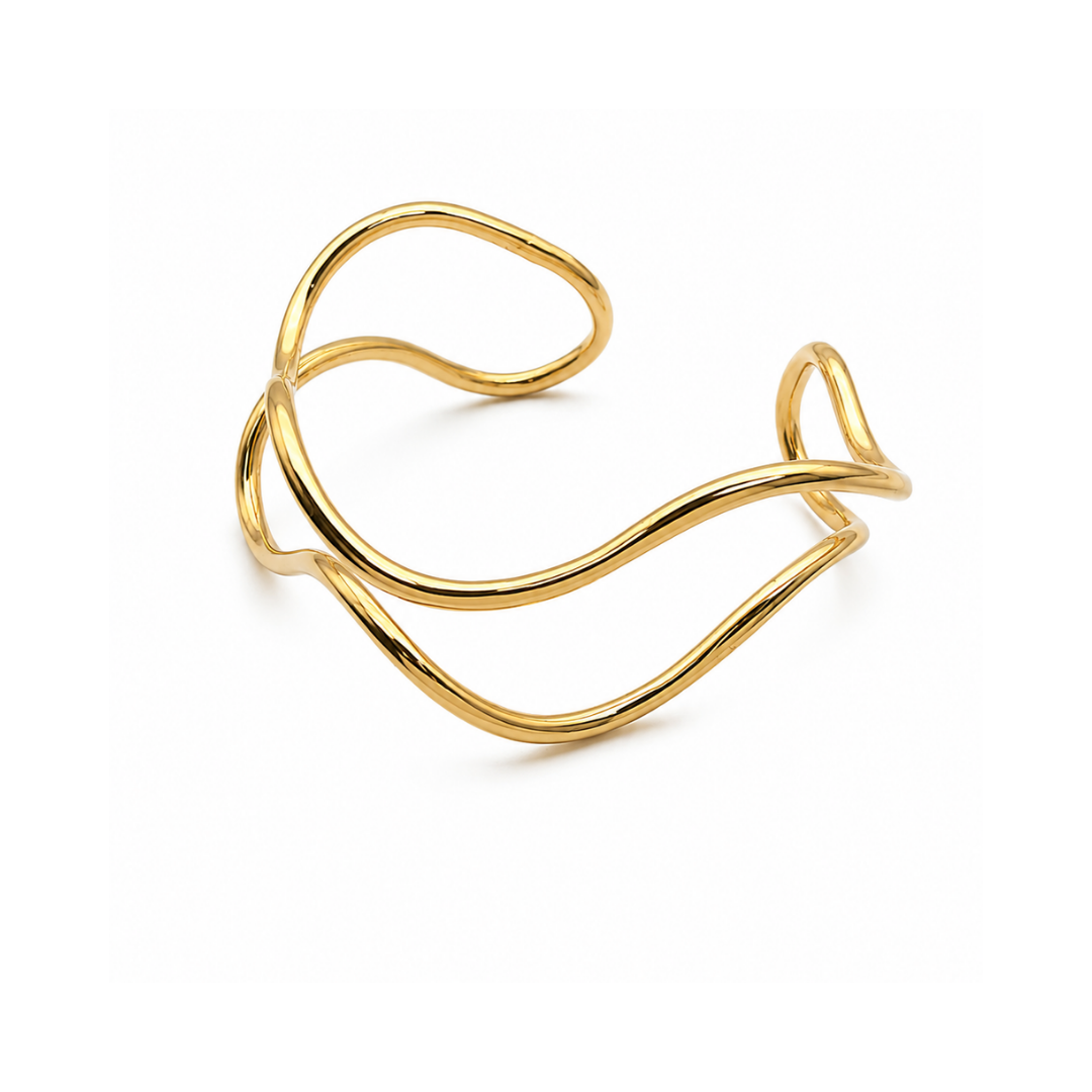 Bracelete Feminino Orgânico Dourado com Design Escultural | Western Glam