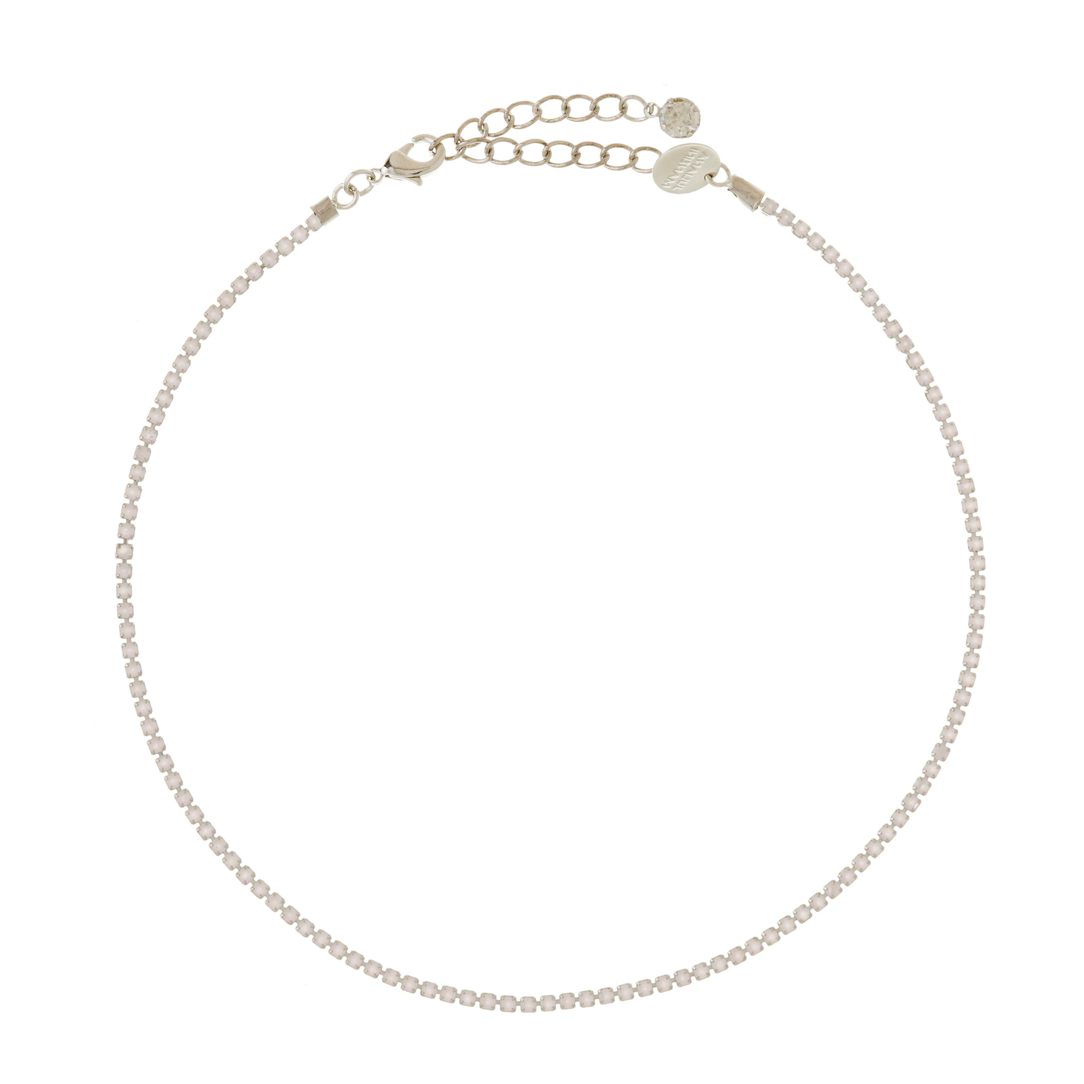 COLAR CURTO STRASS ROSE PRATEADO