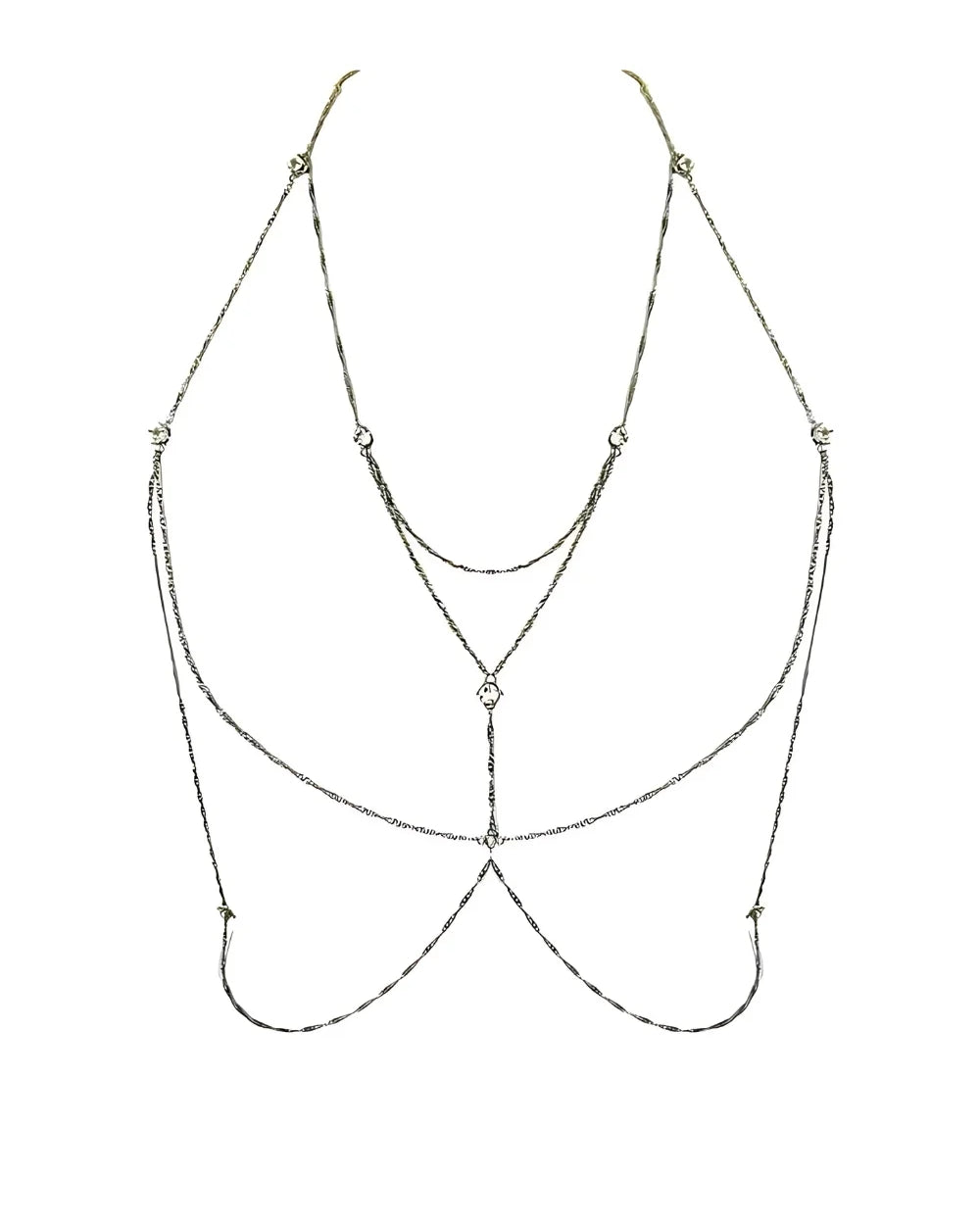 Body Chain Prateado com Strass – Corrente Cadeado Party com Brilho