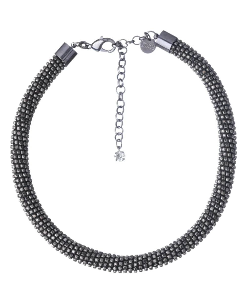 Colar Curto Grafite com Strass Hematite e Brilho Escuro Contínuo