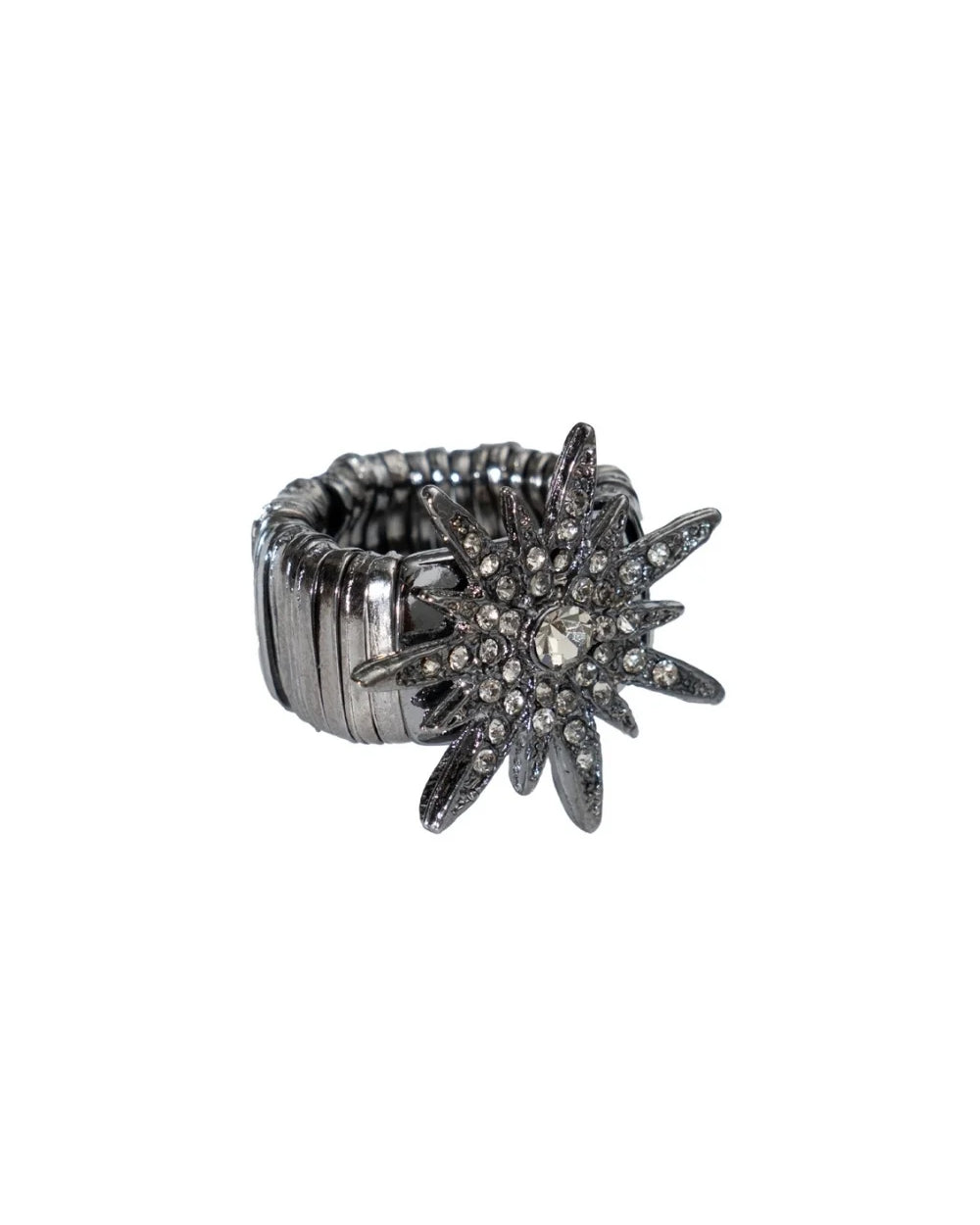 Anel Grafite Estrela com Strass Black Diamond Ajustável