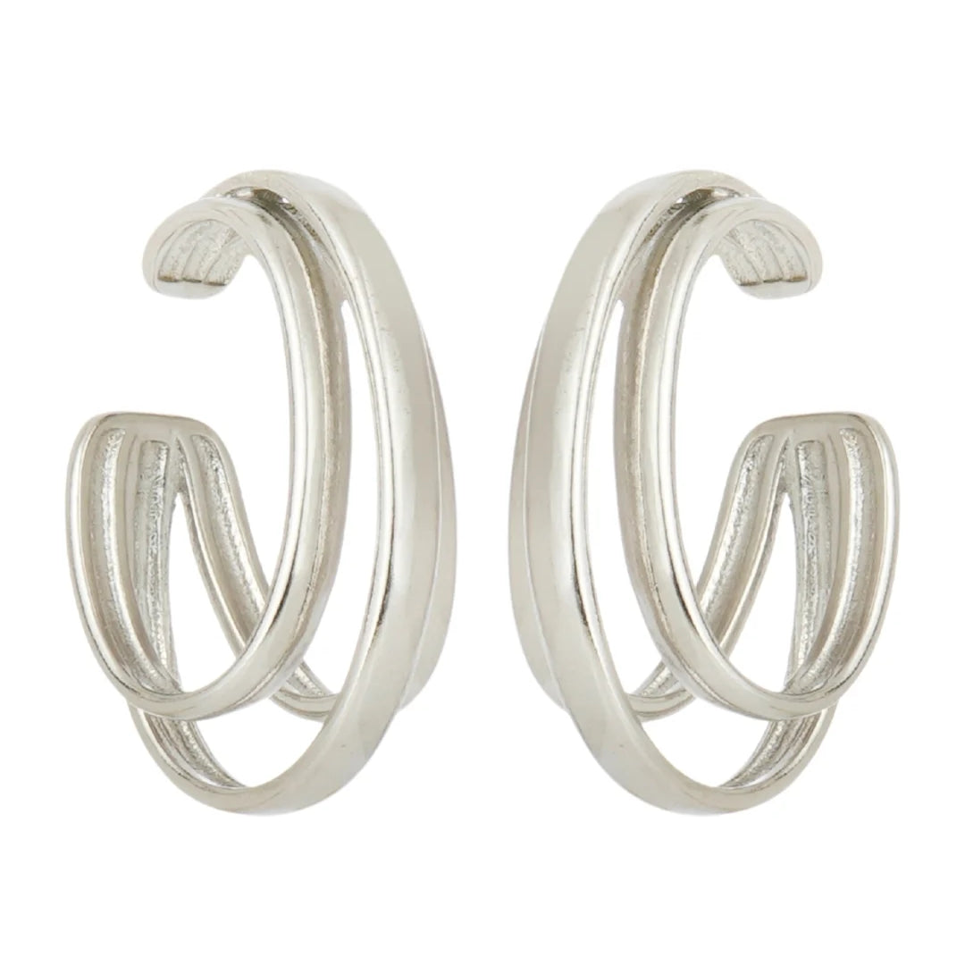 KIT DE EAR CUFF MÉDIO LUXO PRATEADO