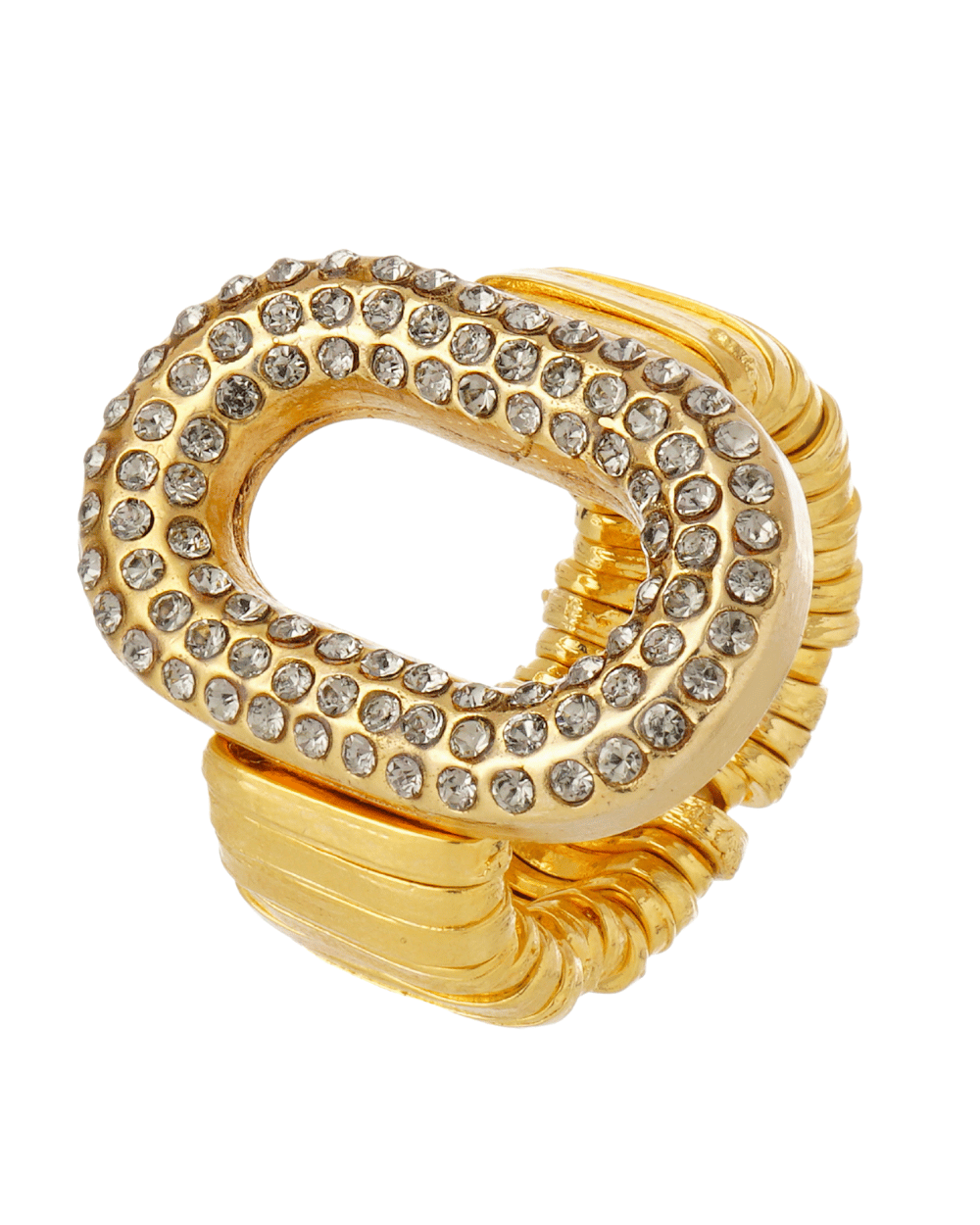 Anel Dourado Elos com Strass Black Diamond | Ajustável e Marcante