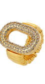 Anel Dourado Elos com Strass Black Diamond | Ajustável e Marcante