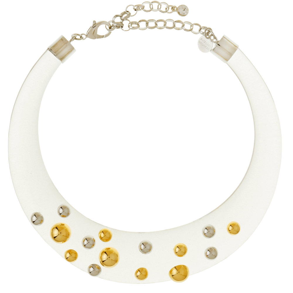 Maxi Colar Choker Resina Transparente com Esferas Metalizadas Mix de Banhos