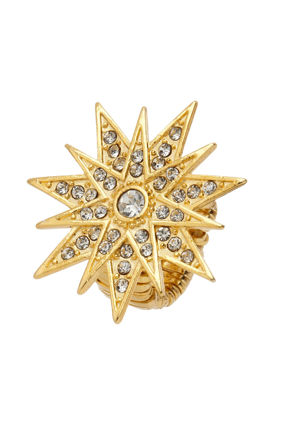 Maxi Anel Estrela Dourado com Cristais – Design Statement e Brilho Marcante
