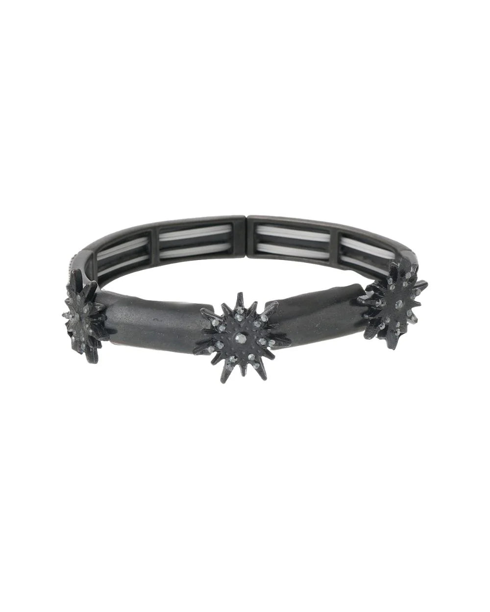 Pulseira Preta com Estrelas e Strass – Ajustável com Banho Black Premium