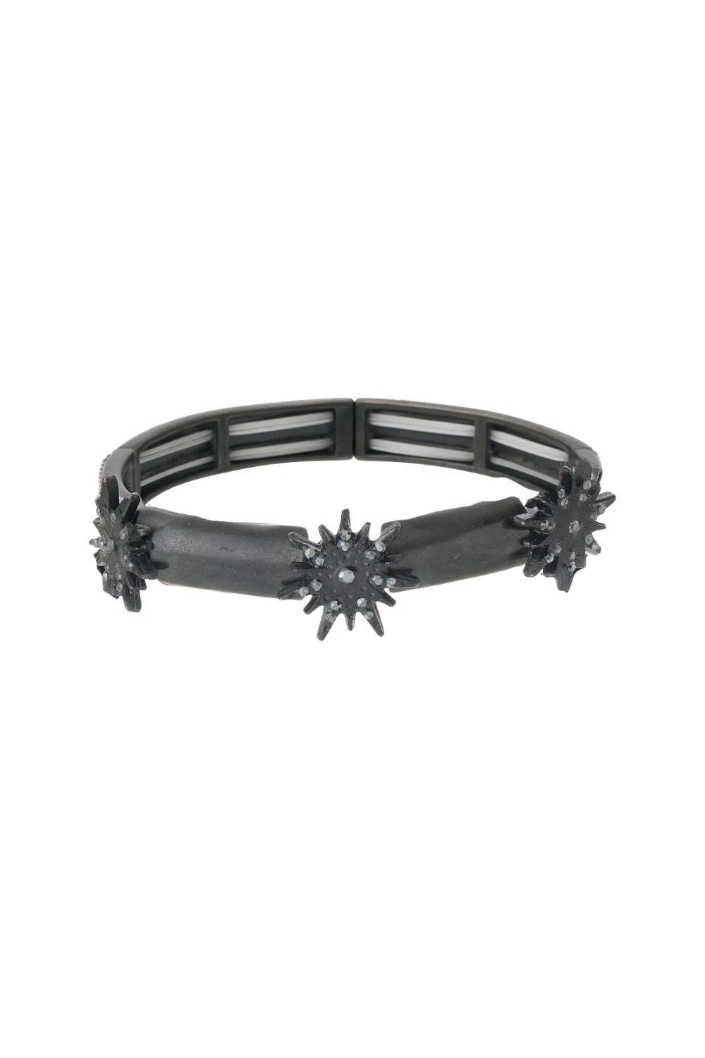 Pulseira Preta com Estrelas e Strass – Ajustável com Banho Black Premium