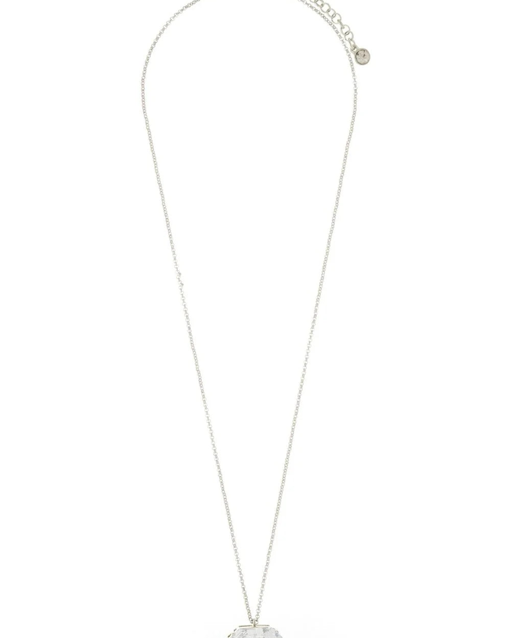 Colar com Pingente Pentagonal Grande em Cristal Prateado