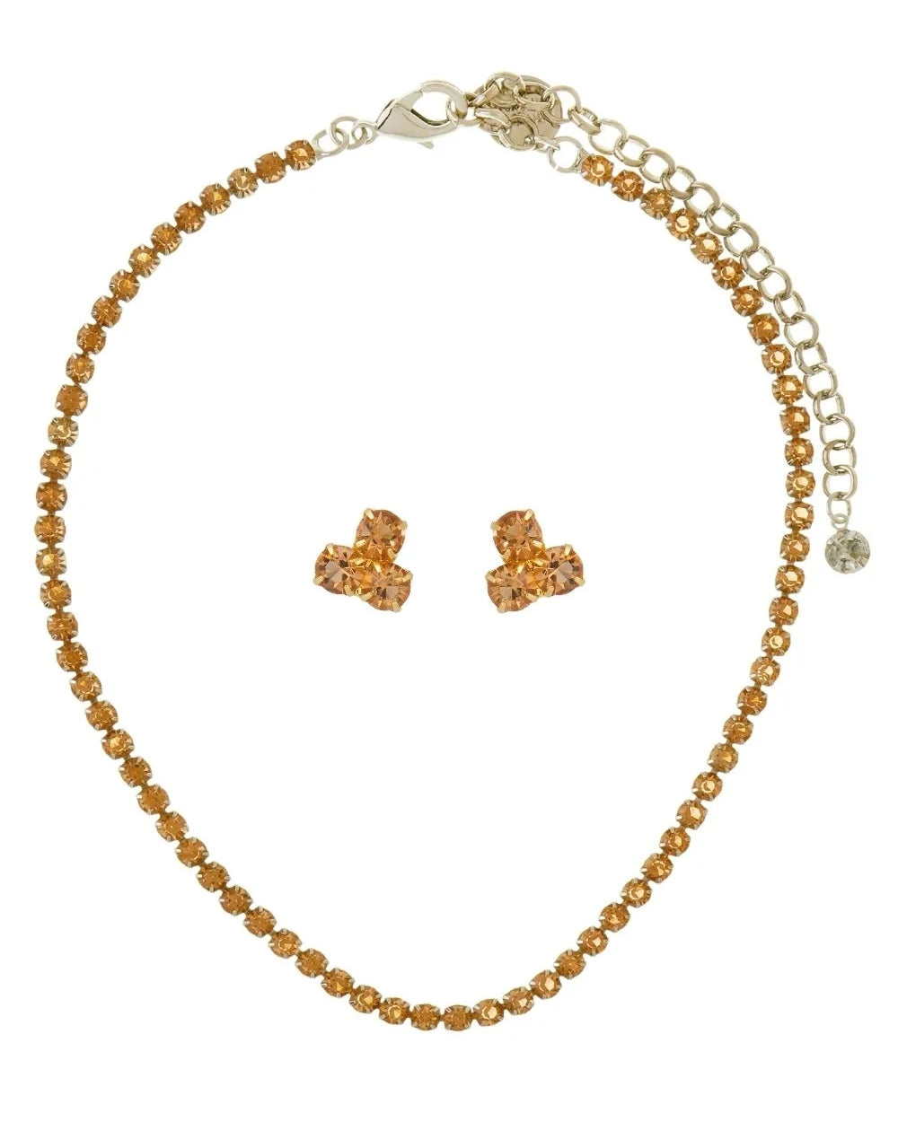 Choker Texturizada com Brilho Âmbar e Brinco Ponto de Luz Prateado