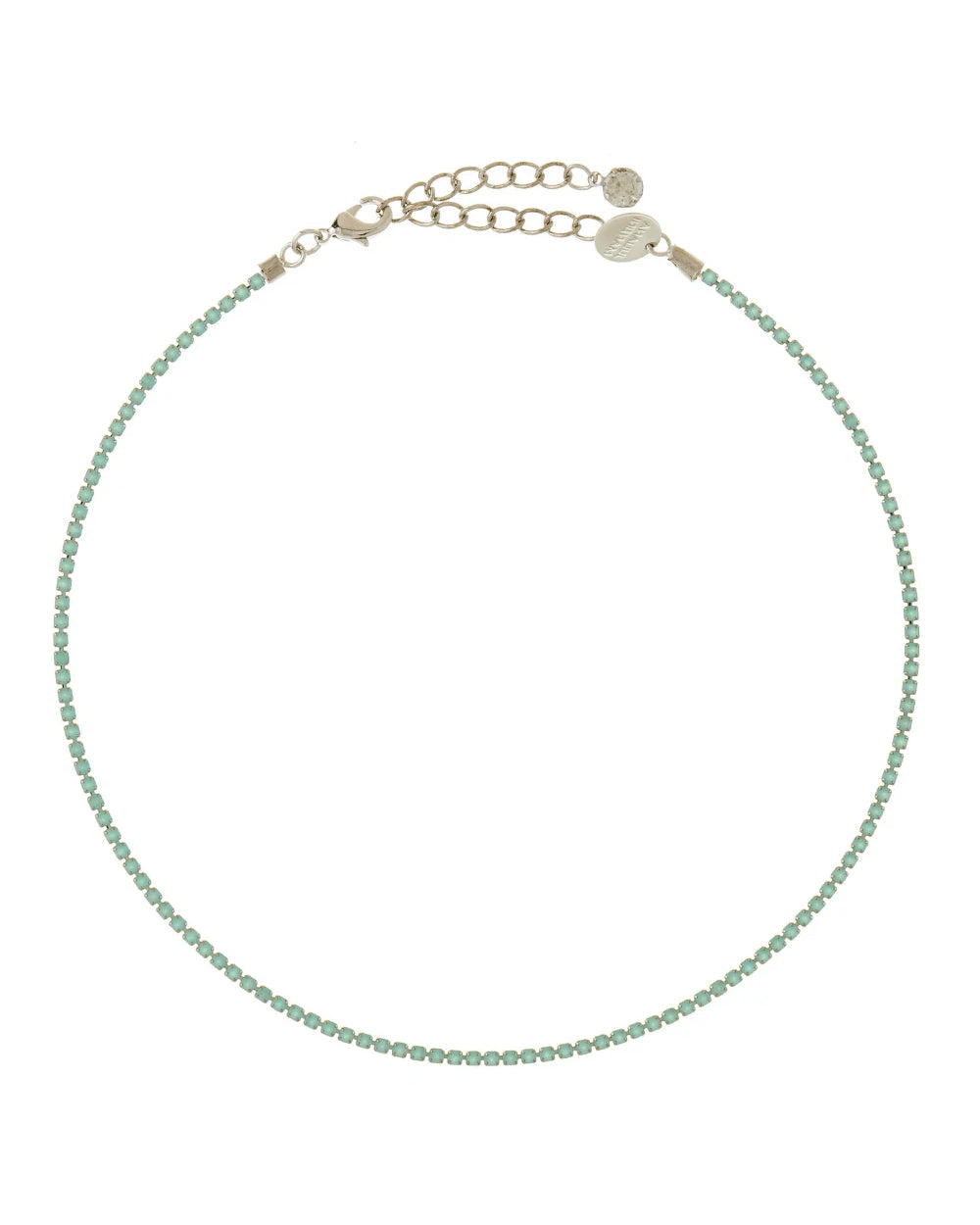 COLAR STRASS VERDE ÁGUA PRATEADO