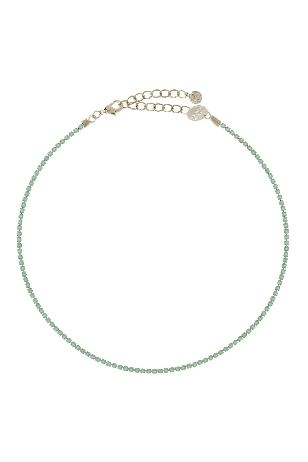 COLAR STRASS VERDE ÁGUA PRATEADO