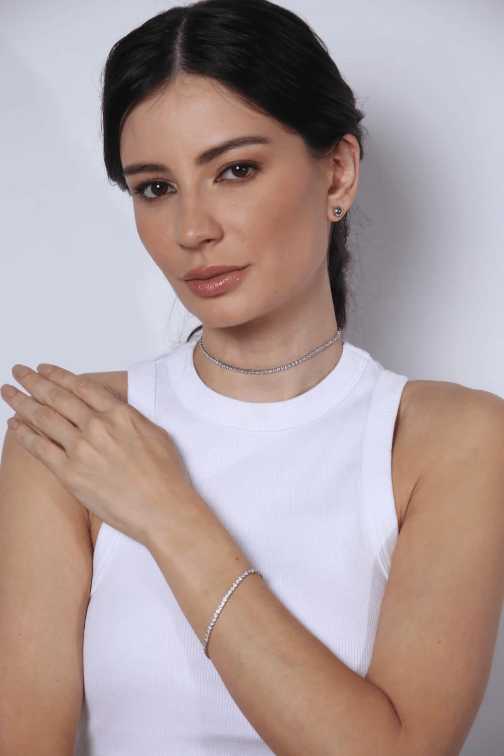 PULSEIRA STRASS CRISTAL PRATEADO