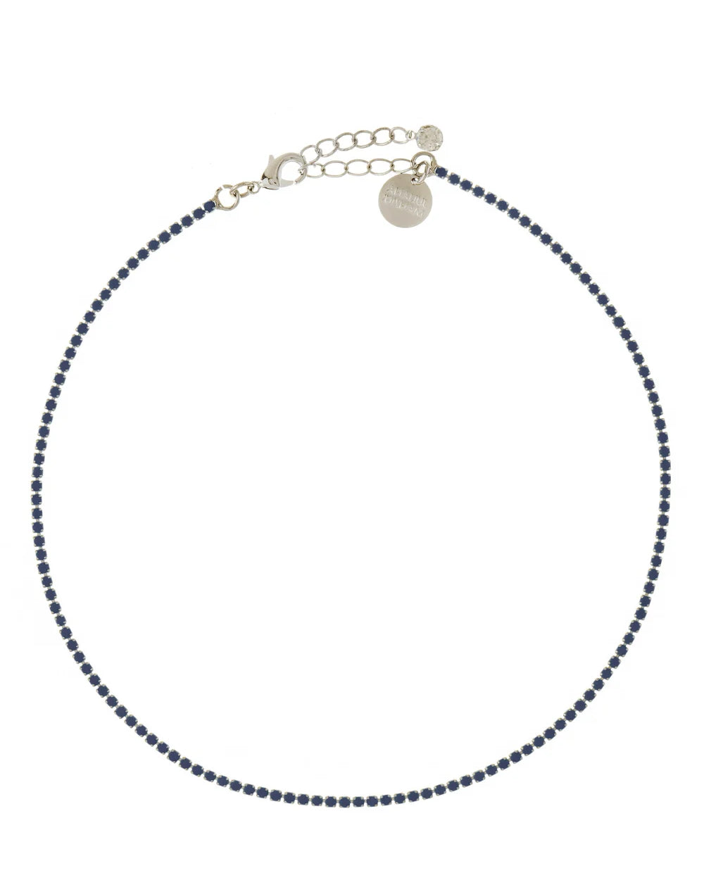 COLAR STRASS AZUL ROYAL PRATEADO