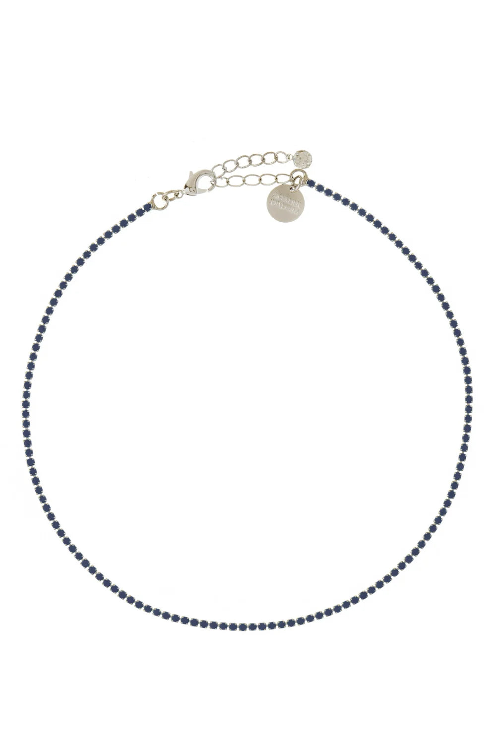 COLAR STRASS AZUL ROYAL PRATEADO