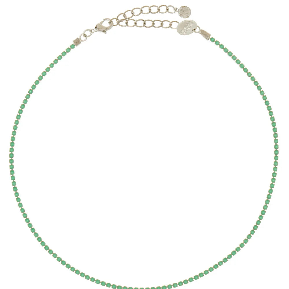 COLAR STRASS VERDE CLARO PRATEADO