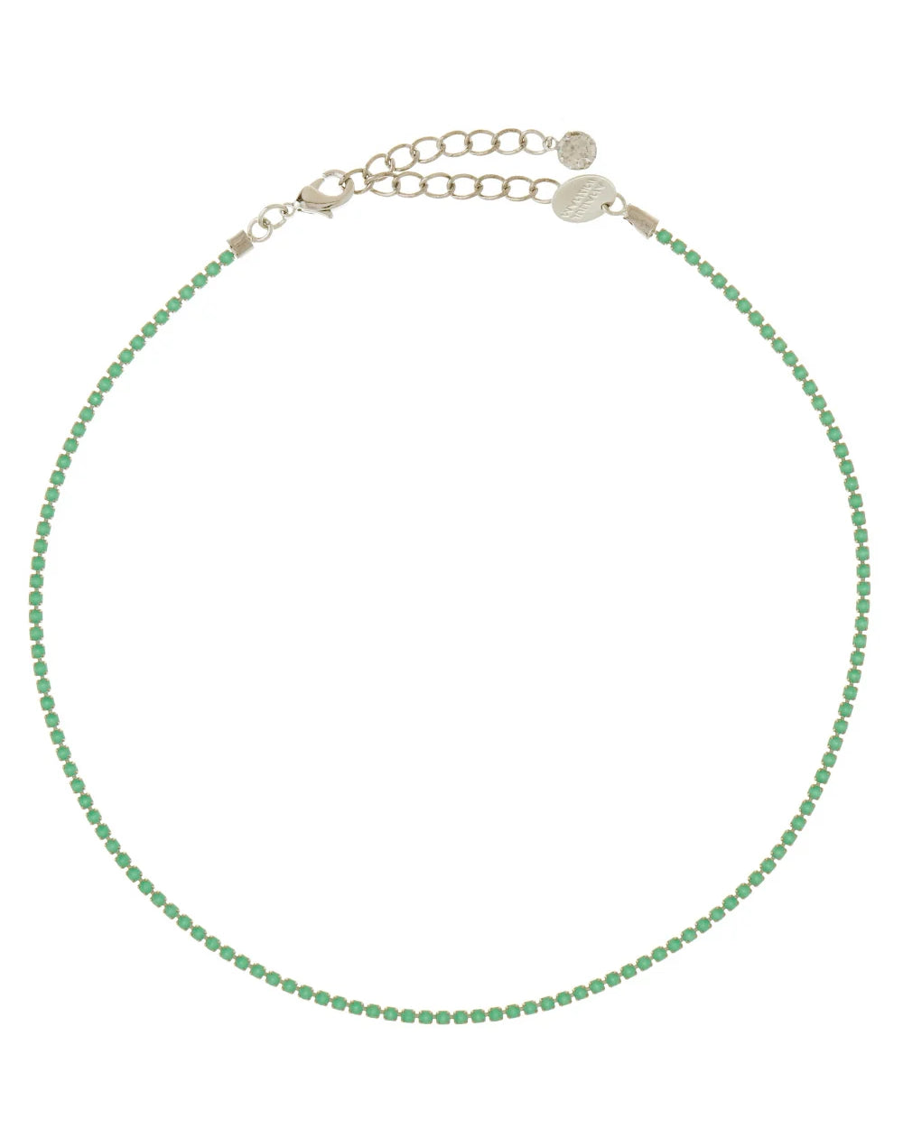 COLAR STRASS VERDE CLARO PRATEADO