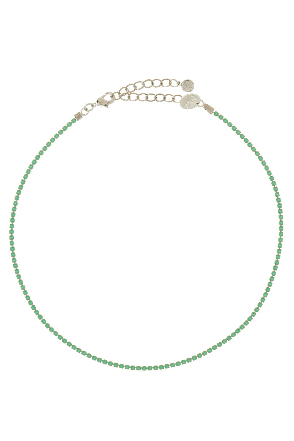 COLAR STRASS VERDE CLARO PRATEADO