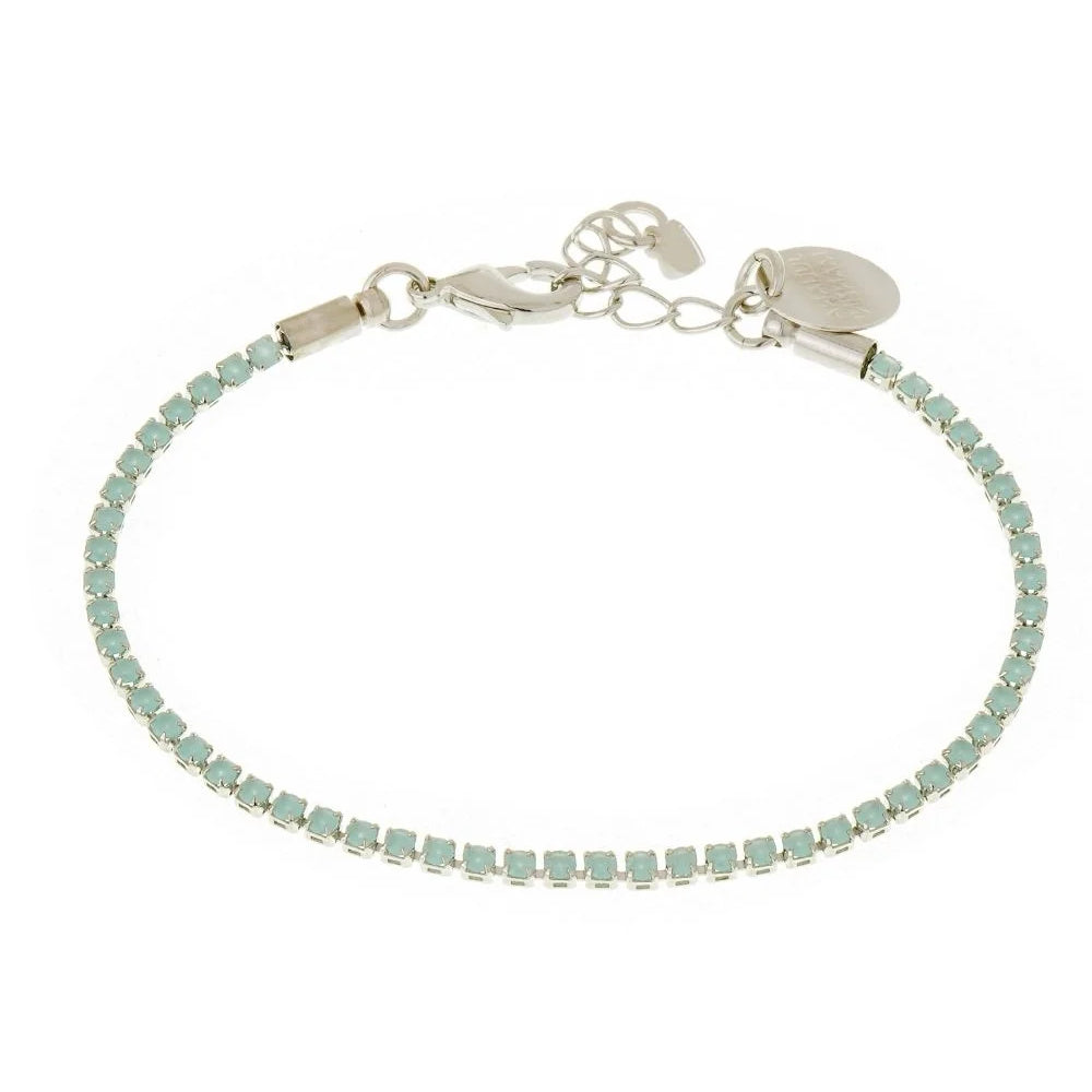 PULSEIRA STRASS VERDE CLARO PRATEADO
