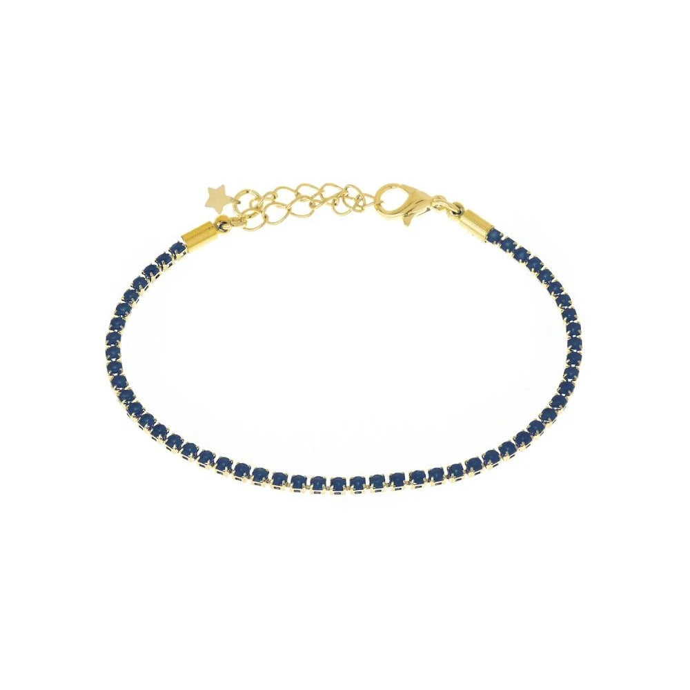 PULSEIRA STRASS AZUL ROYAL DOURADO