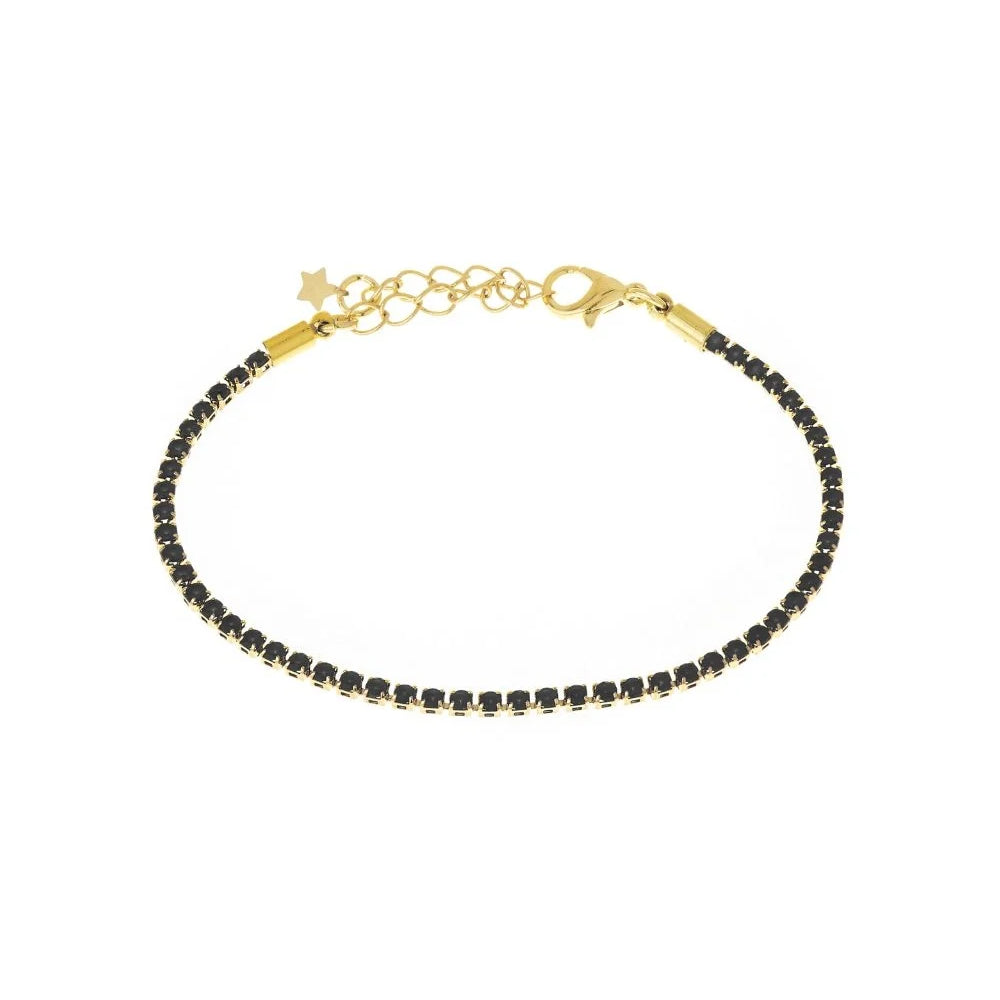 PULSEIRA STRASS PRETO DOURADO