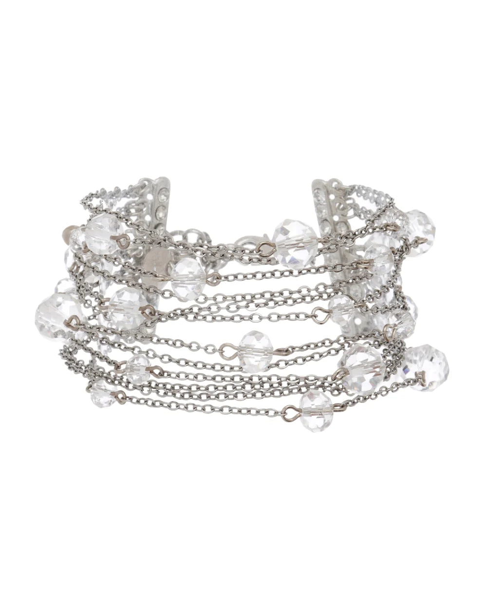 Pulseira Aura Prateada com Cristais e Correntaria Delicada