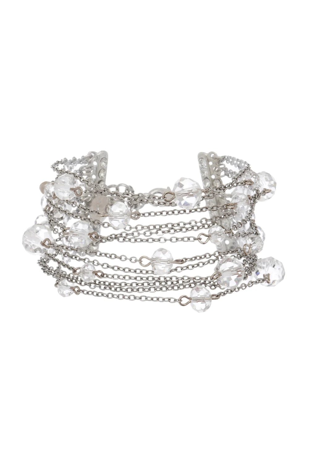 Pulseira Aura Prateada com Cristais e Correntaria Delicada
