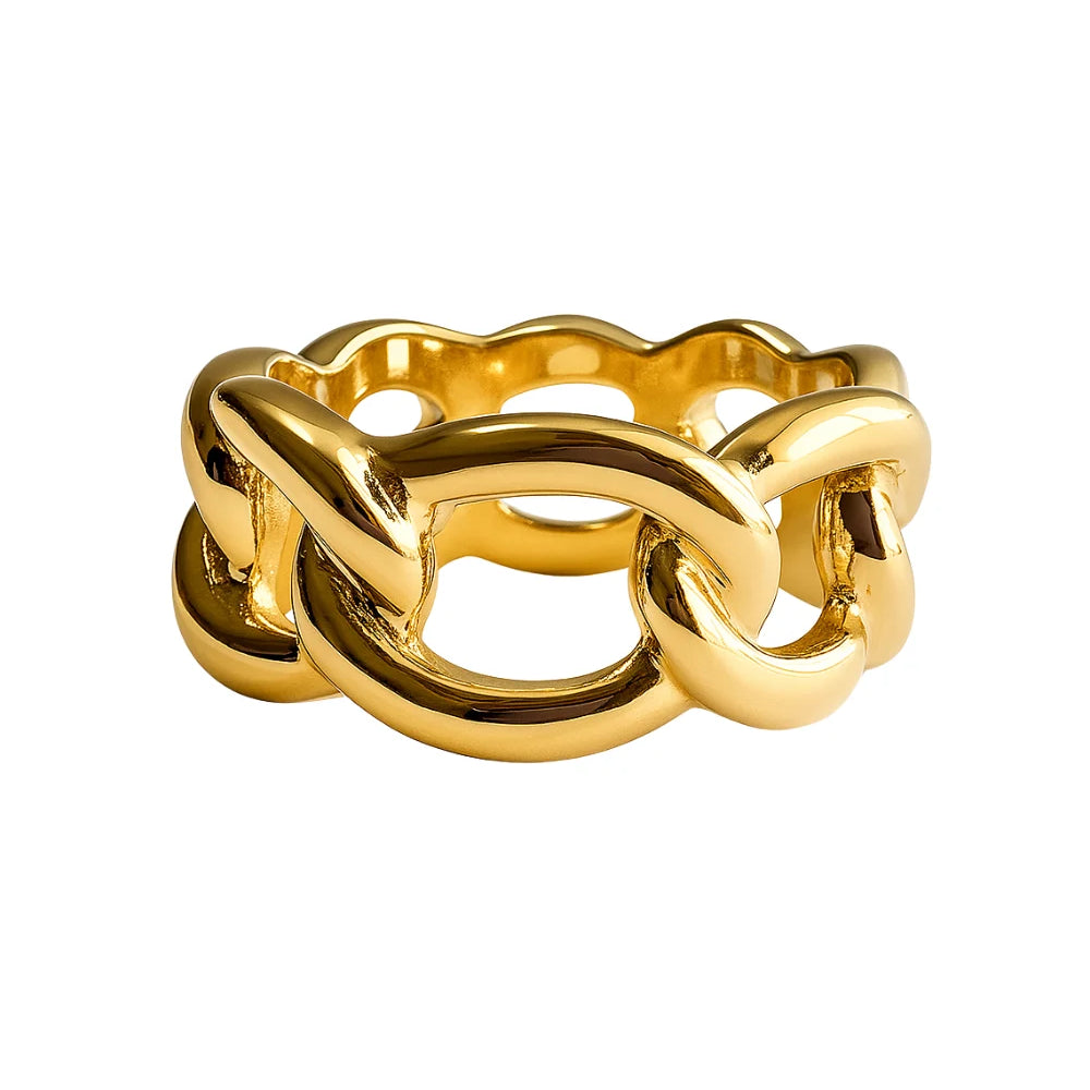 Anel Dourado Elos Essential | Design Contemporâneo