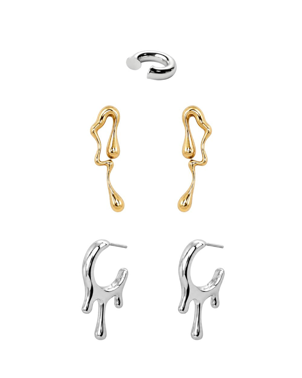 Kit de Brincos Orgânicos e Ear Cuff Mix de Banhos | Design Contemporâneo