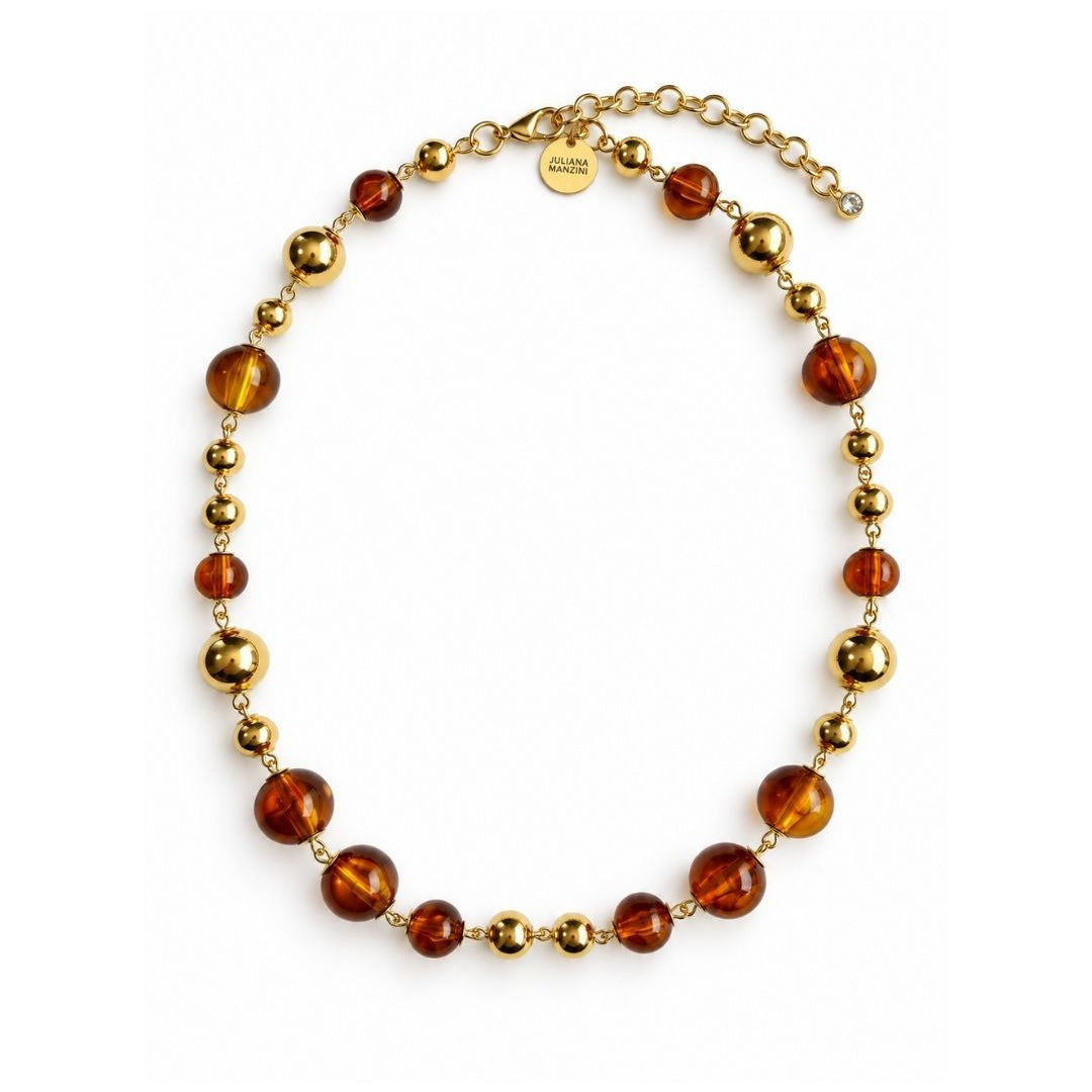 COLAR CURTO ESFERAS TARTARUGA DOURADO