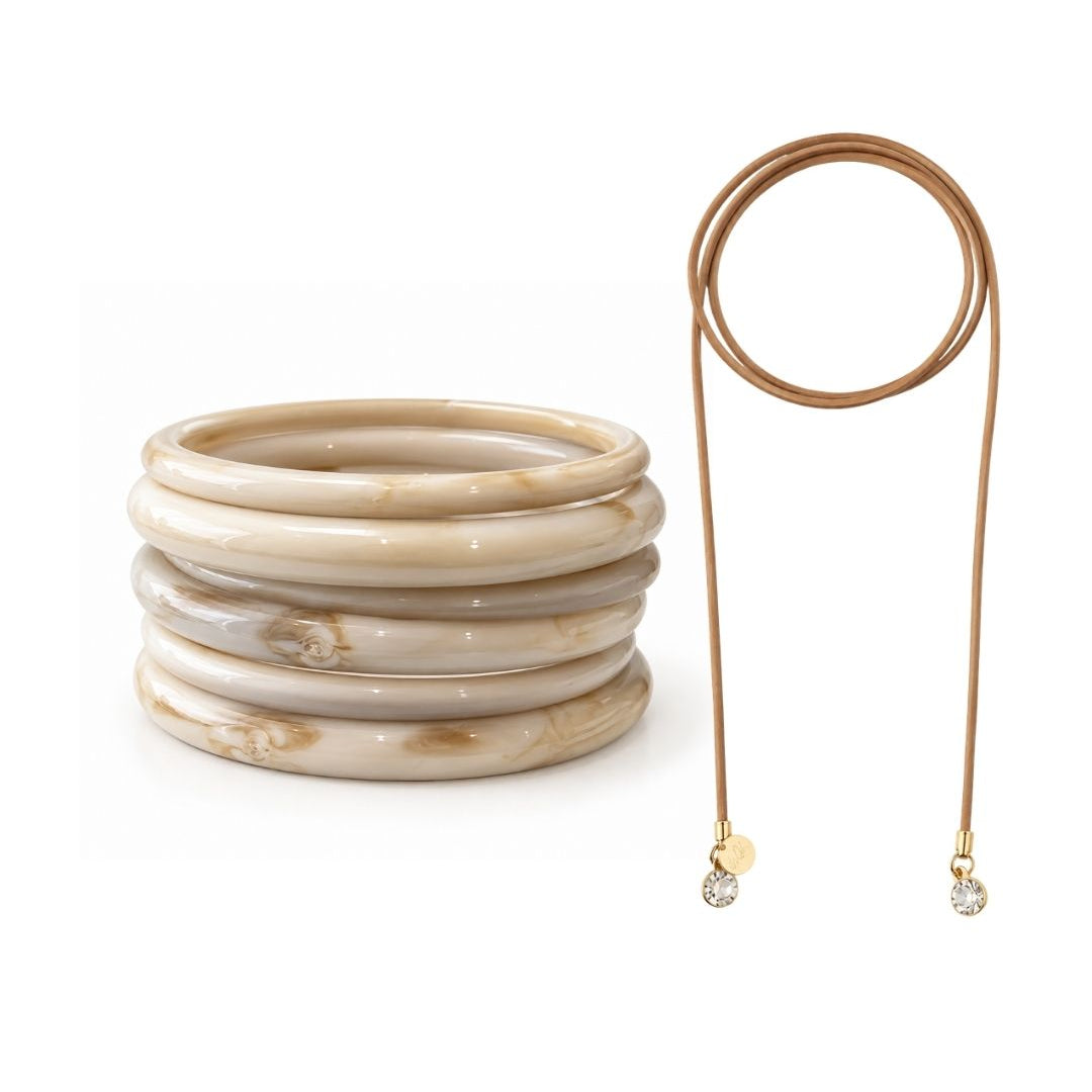 KIT DE PULSEIRAS MARFIM DOURADO