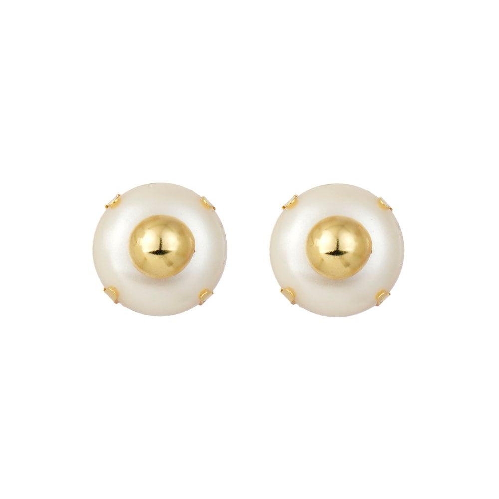 BRINCO BOTÃO PÉROLA DESIGN DOURADO