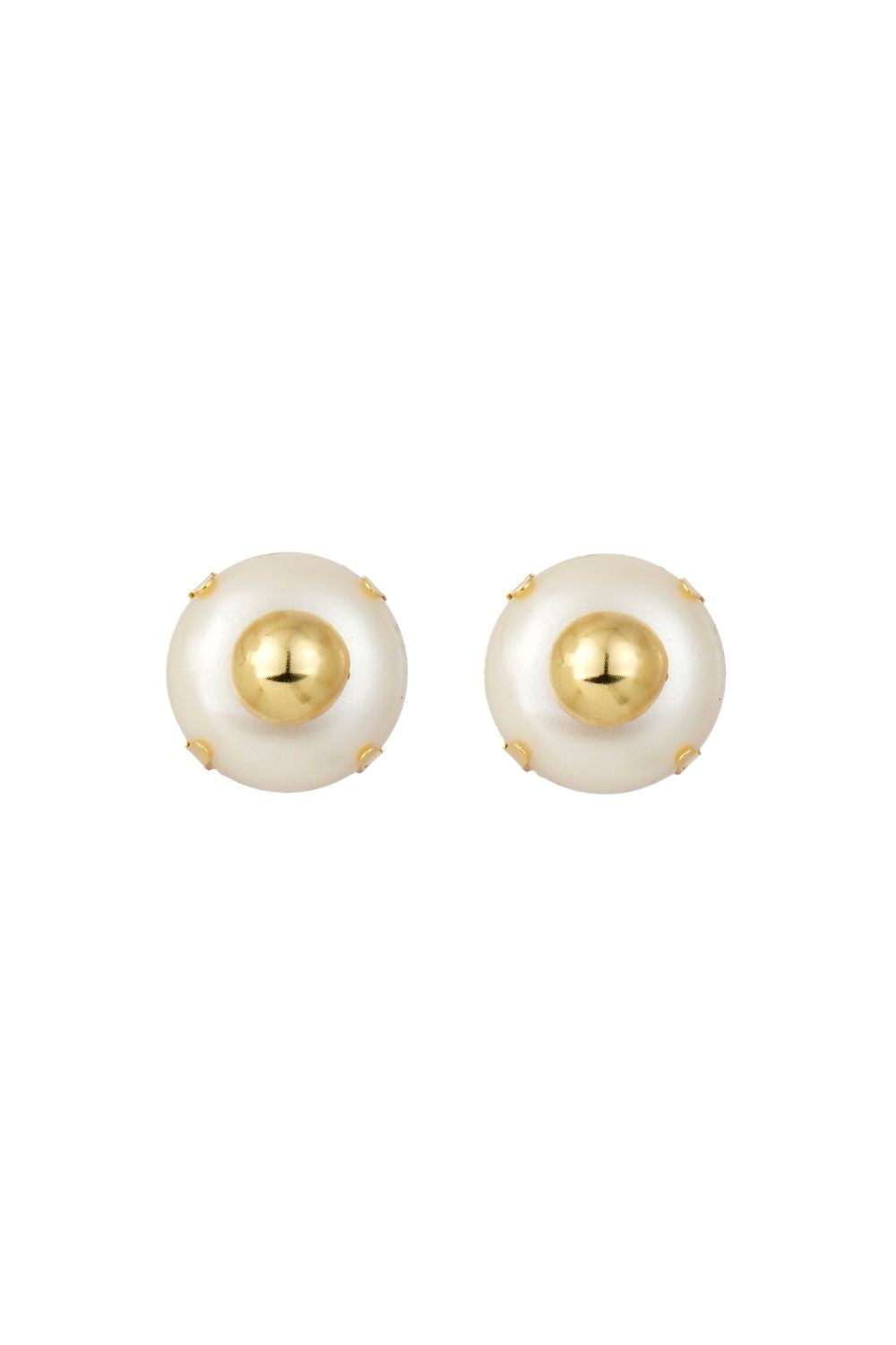 BRINCO BOTÃO PÉROLA DESIGN DOURADO