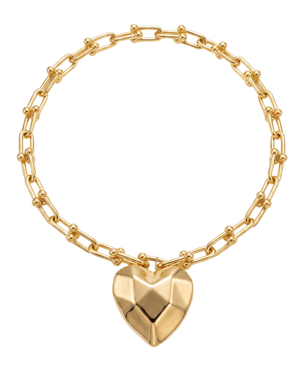 Colar de Coração Escultural em Eletroformação Dourado – Angela