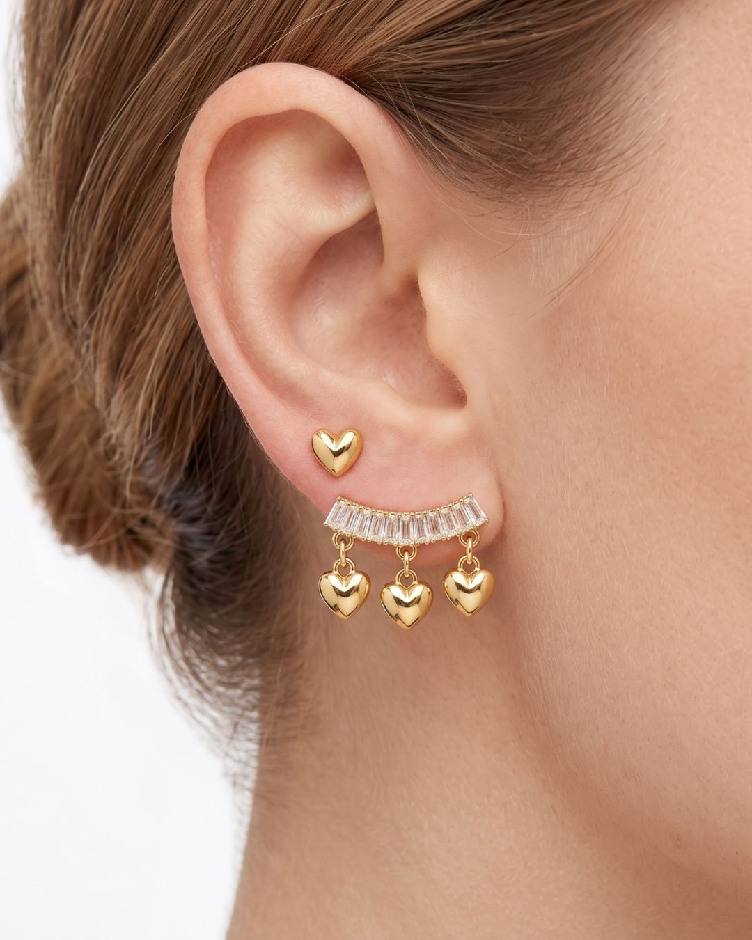 KIT DE BRINCO HEART SHINE DOURADO