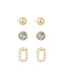KIT 3 BRINCOS PÉROLA BOHO DOURADO