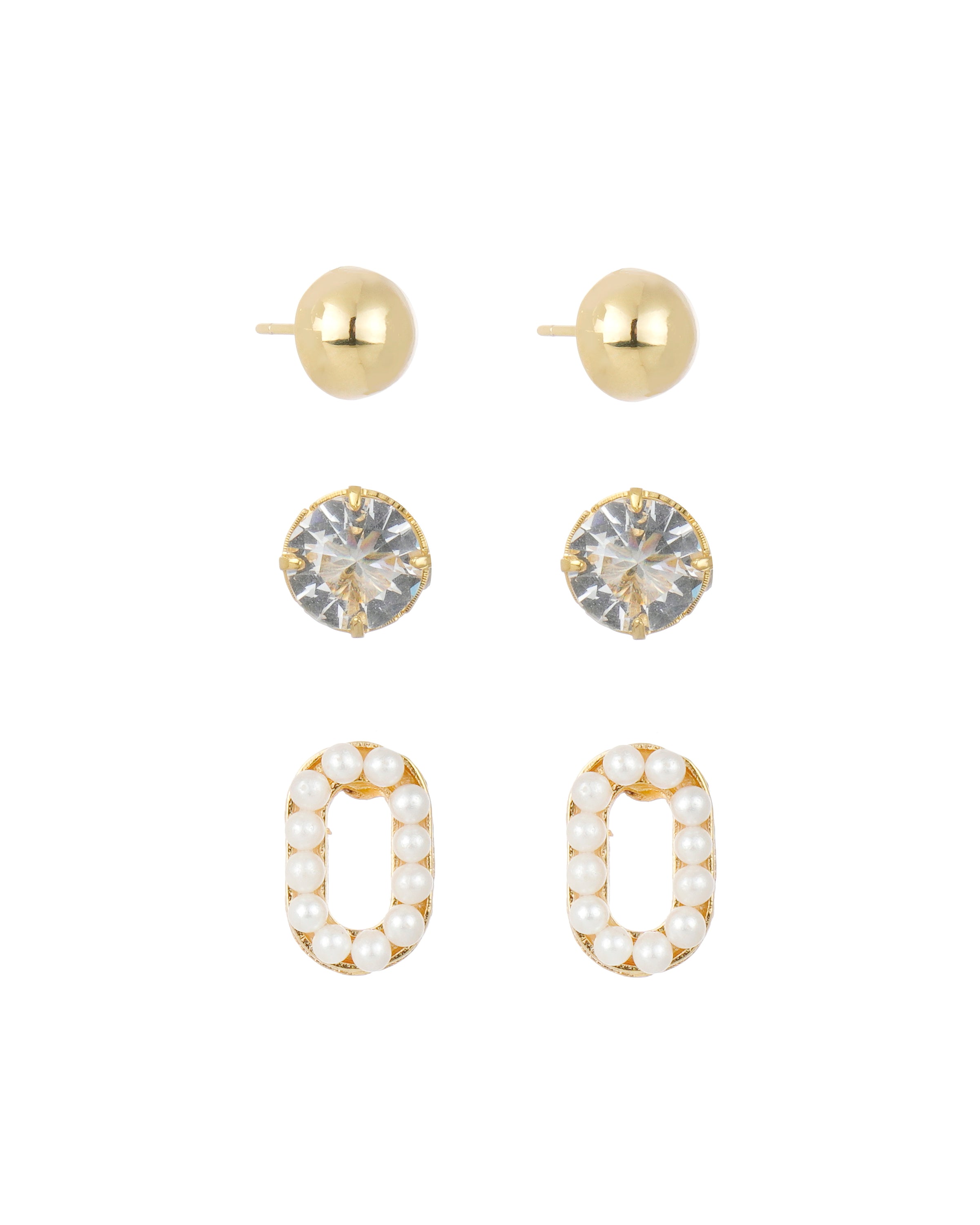 KIT 3 BRINCOS PÉROLA BOHO DOURADO | JULIANA MANZINI