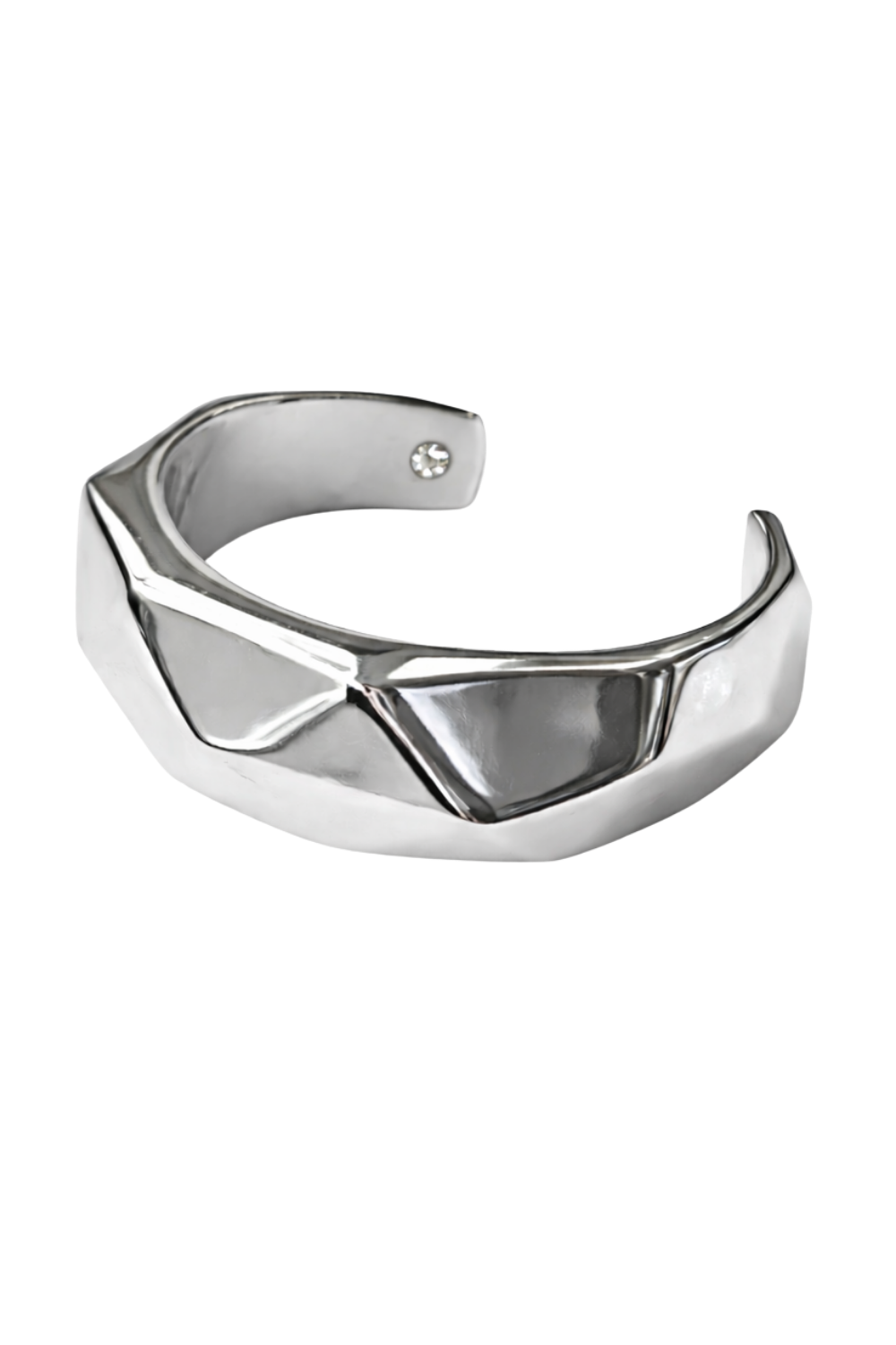 Bracelete Geométrico Escultural em Eletroformação Prateado – Angela